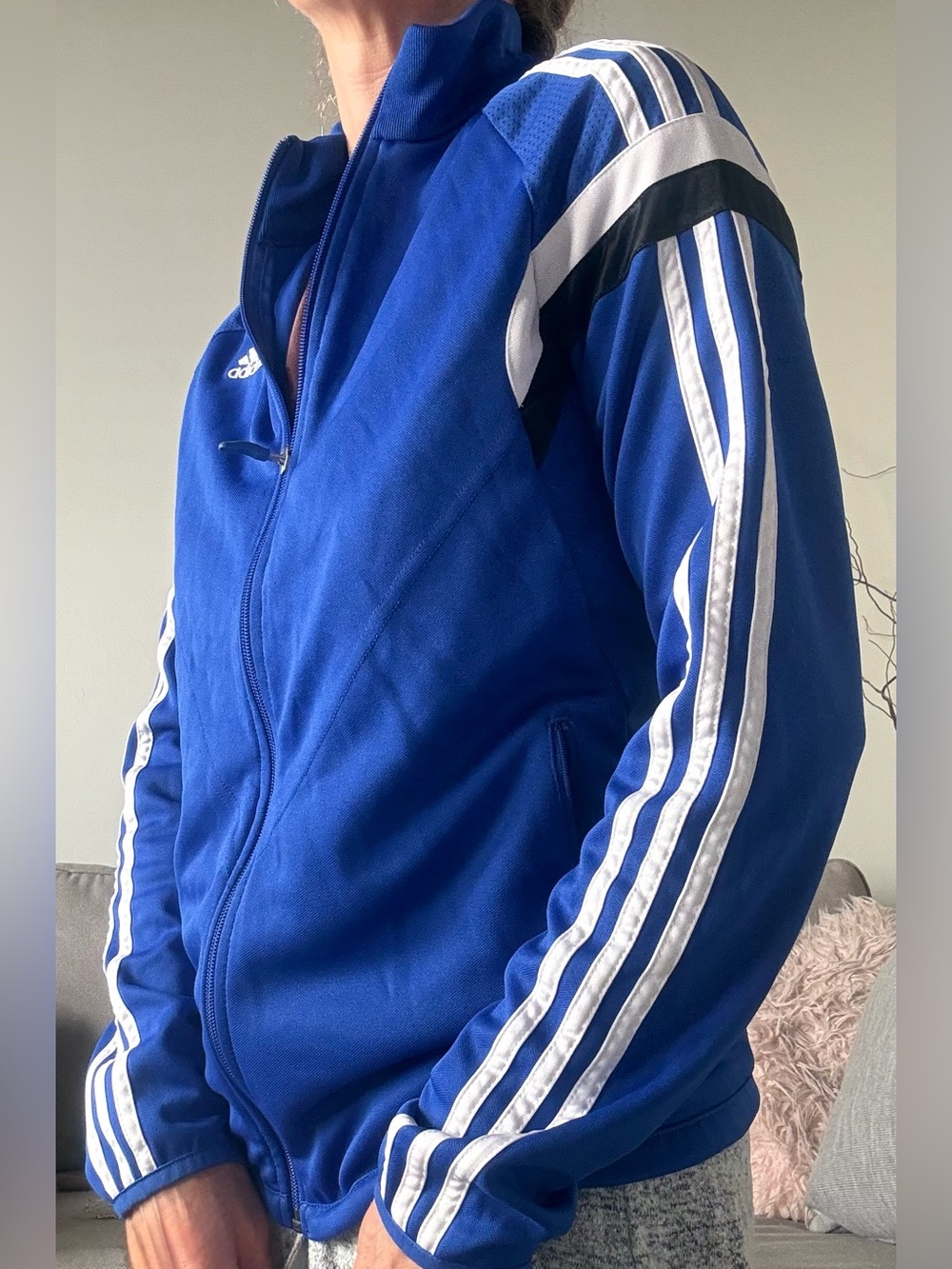 LAST CHANCE! Adidas Blue Full-Zip Track Jacket with zip pocket